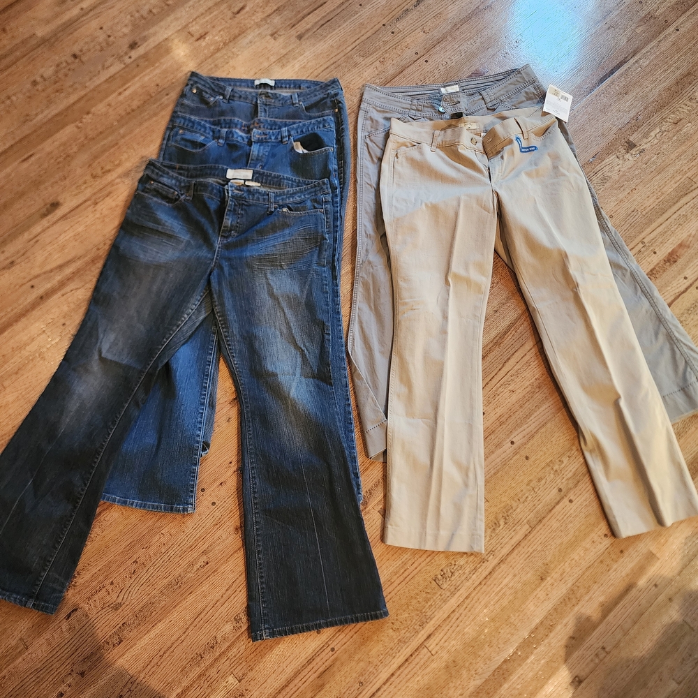 Maurices Women's Flare & Wide Leg Jeans and Khaki Pants - Blue, Tan, Gray